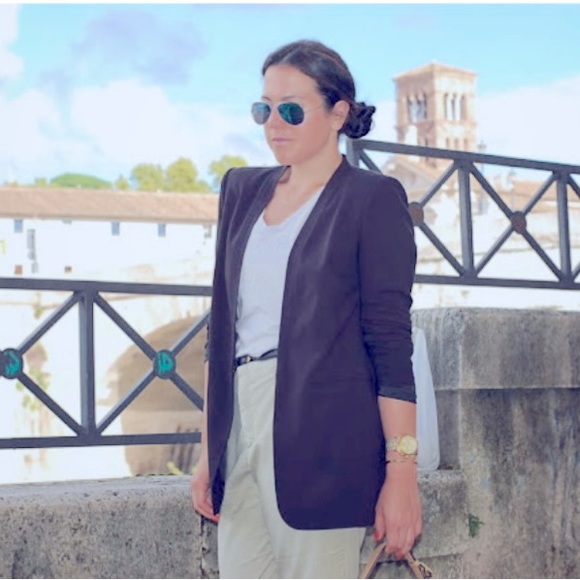 BCBGMaxAzria Lawson Boyfriend Tailored Oversize Tuxedo Black Blazer Jacket XS - Picture 7 of 13